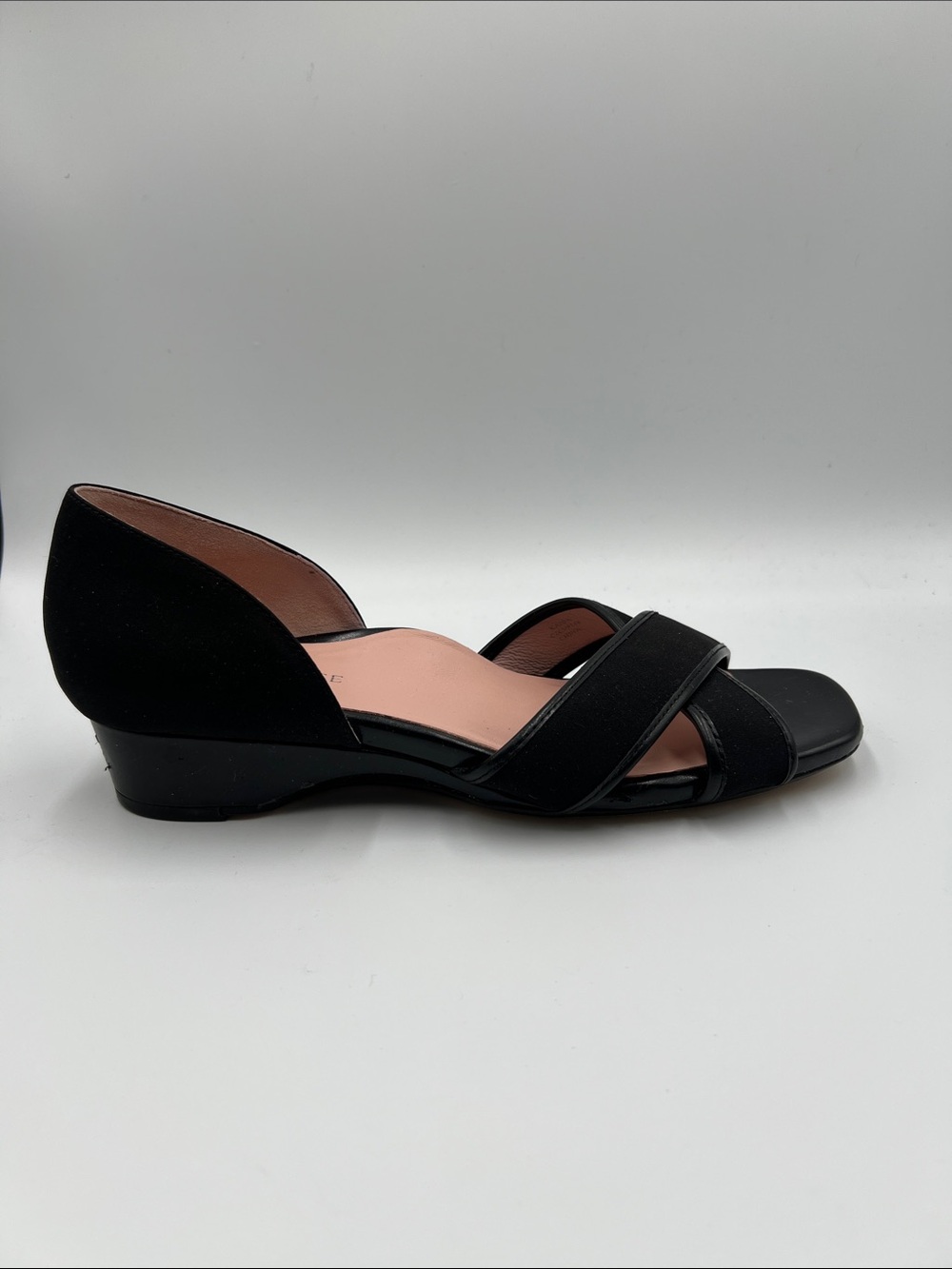 Taryn Rose Kaida d'orsay wedge sandal black comfort criss cross shoe women 9.5